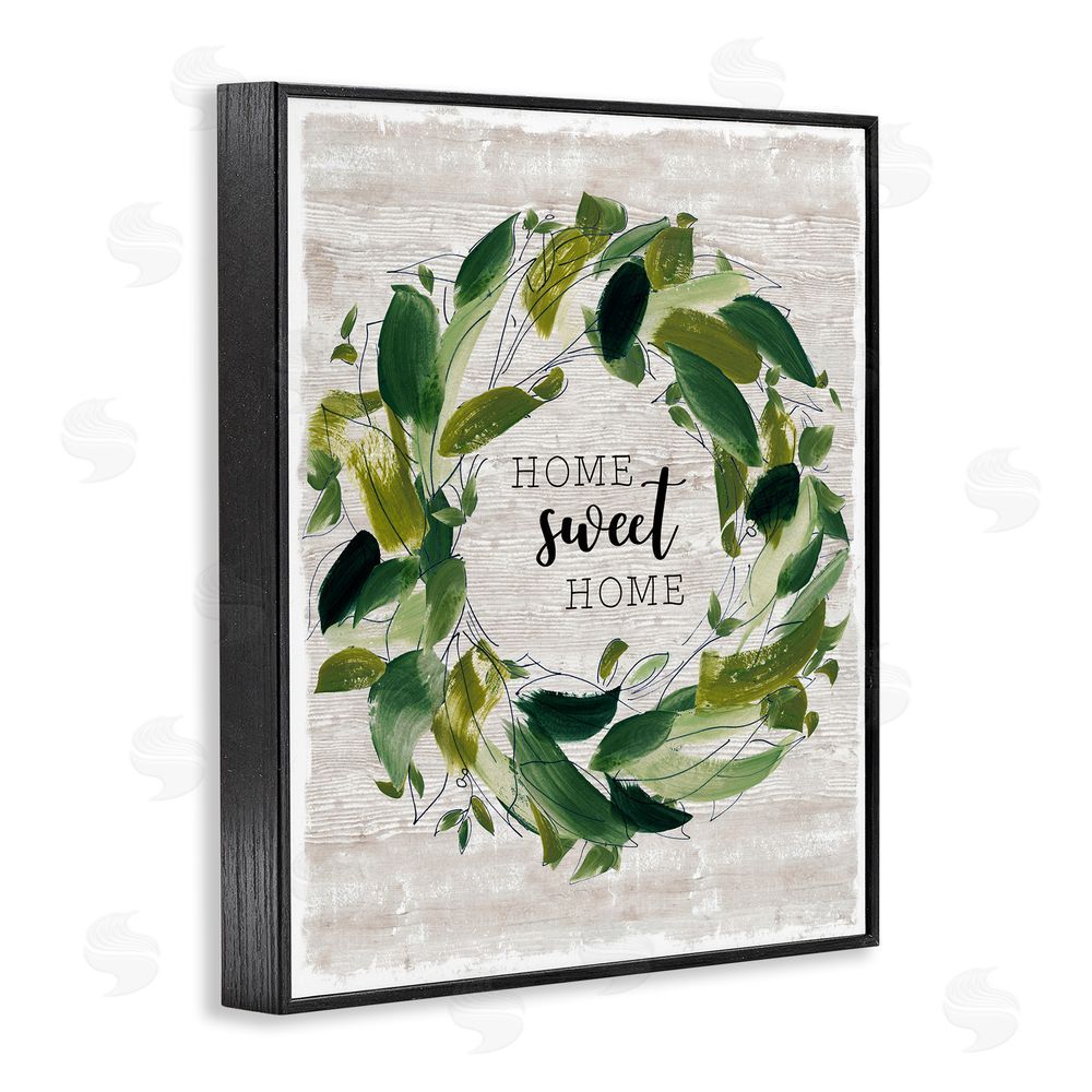 Carol Robinson Sweet Home Rustic Wreath Illustration Black Framed Giclee Art Print