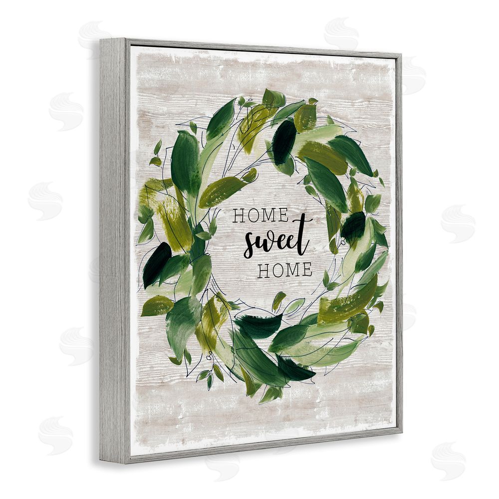 Carol Robinson Sweet Home Rustic Wreath Illustration Gray Framed Giclee Art Print