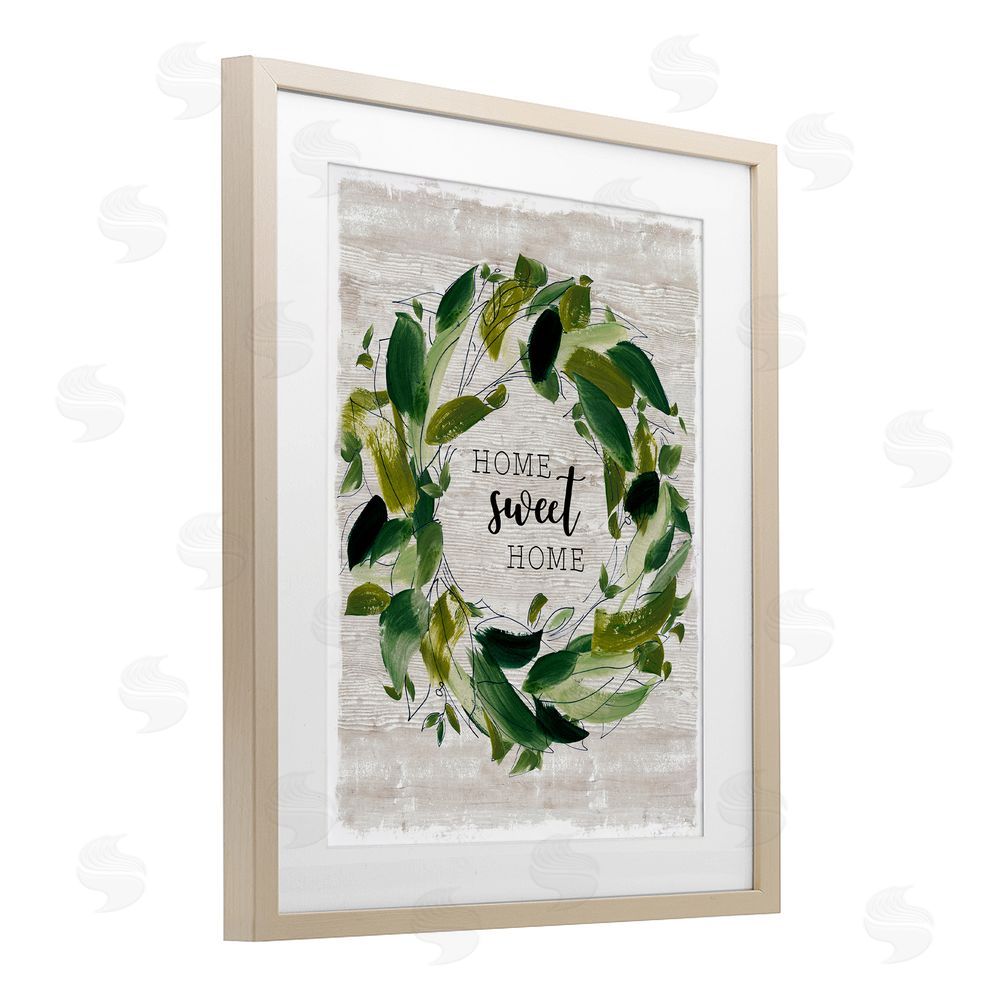 Carol Robinson Sweet Home Rustic Wreath Illustration Birch Framed Print Under Glass Art