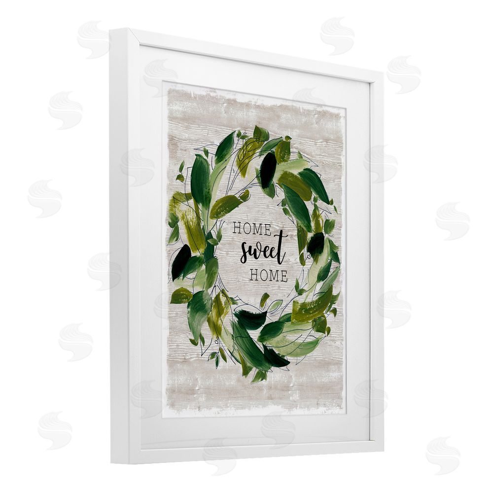 Carol Robinson Sweet Home Rustic Wreath Illustration White Framed Print Under Glass Art