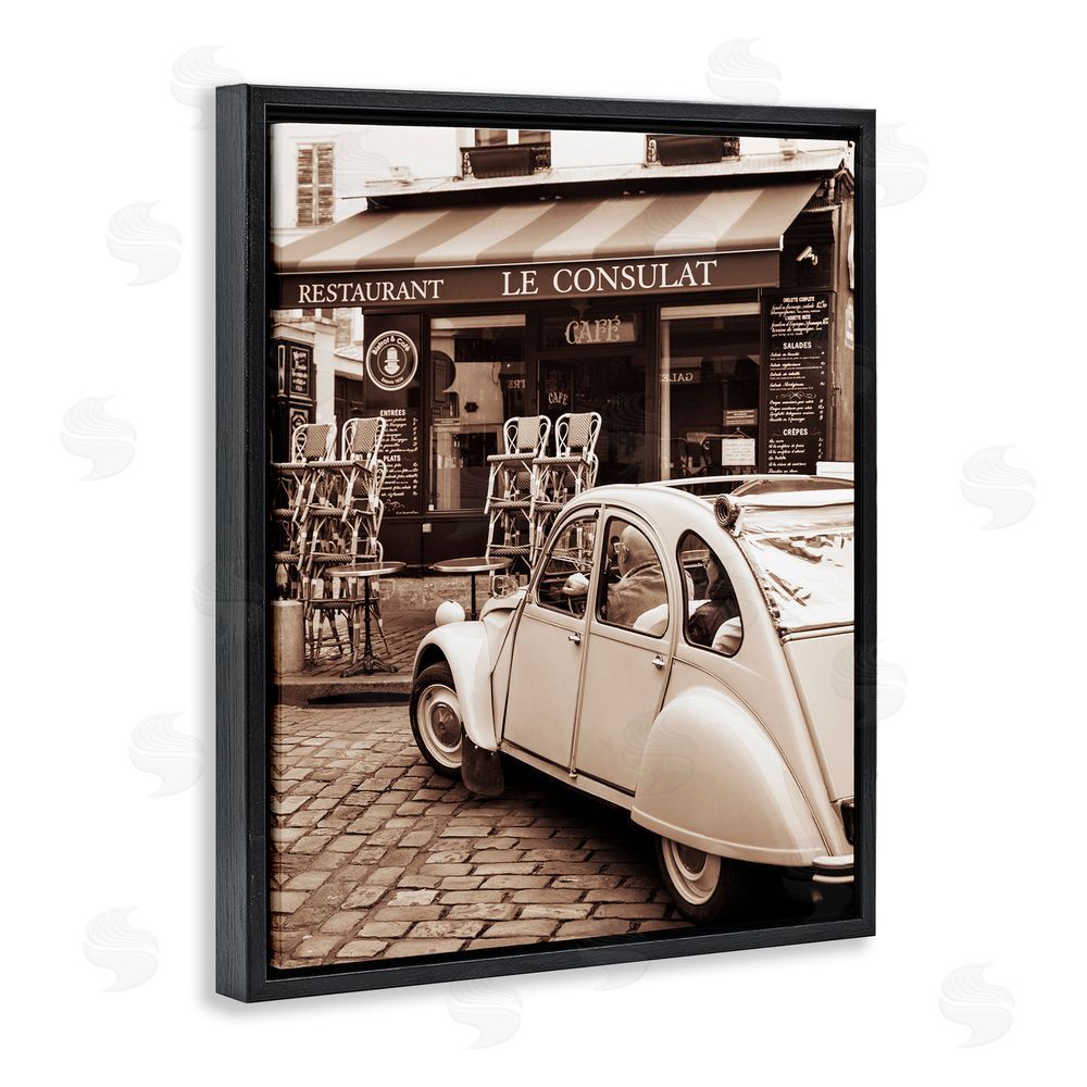Danita Delimont Vintage Restaurant Storefront Black Floating Frame Canvas Wall Art Print