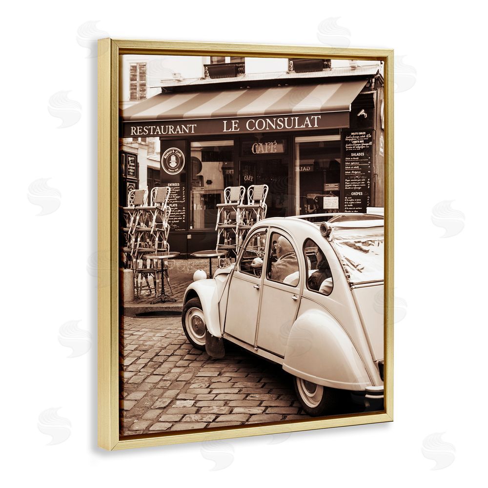 Danita Delimont Vintage Restaurant Storefront Gold Floating Frame Canvas Art Print