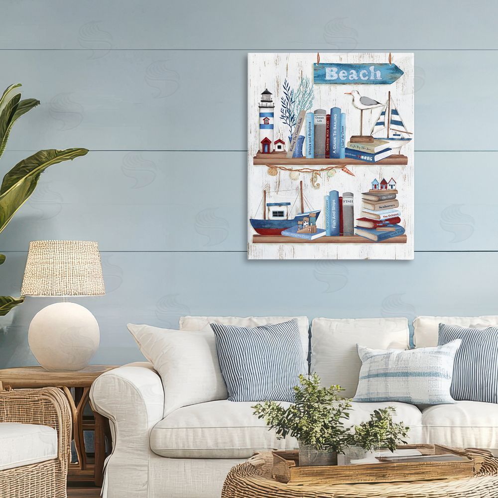 Emma Leach Nautical Books on Shelf Printed Wall Art in Room