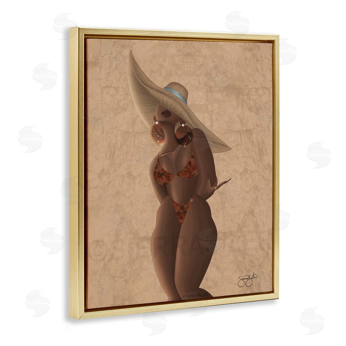 Sierra Siler Woman With Orange Bathing Suit Canvas Wall Art Print