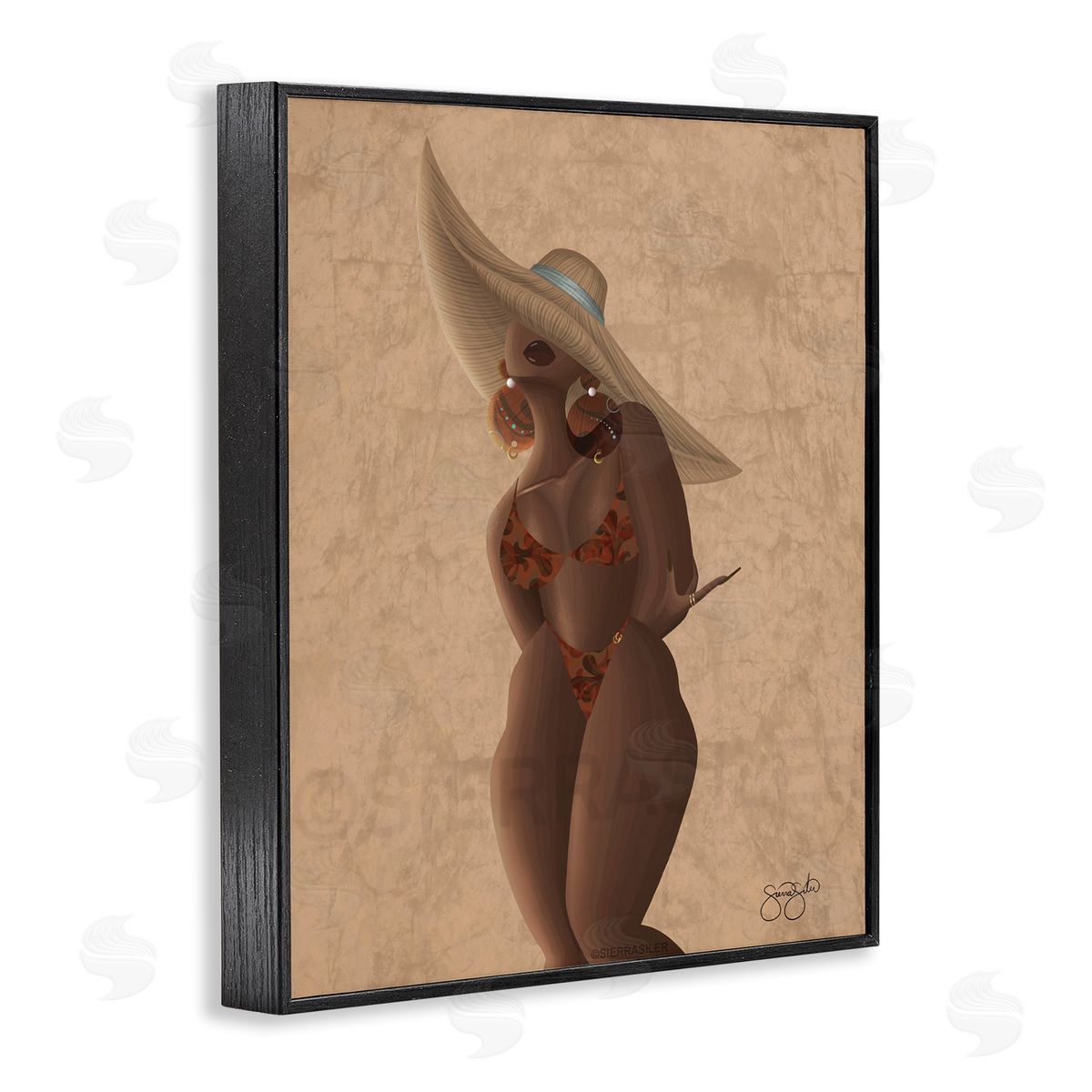 Sierra Siler Woman With Orange Bathing Suit Canvas Wall Art Print
