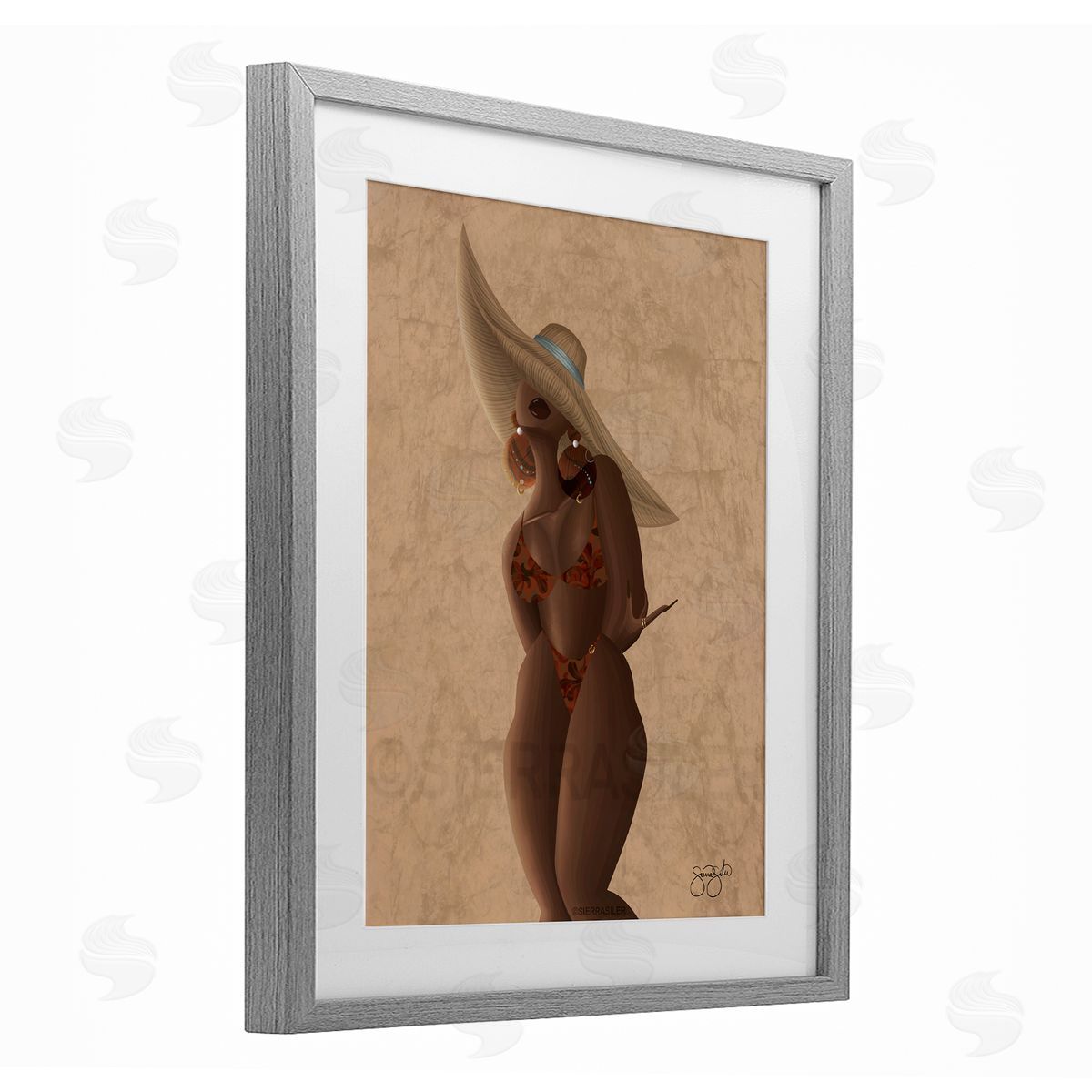 Sierra Siler Woman With Orange Bathing Suit Canvas Wall Art Print