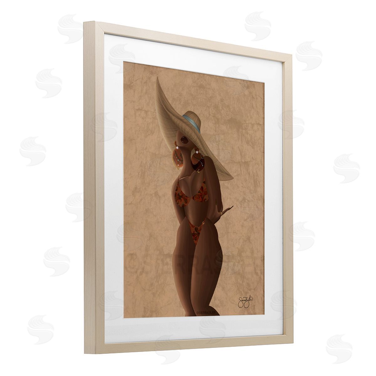 Sierra Siler Woman With Orange Bathing Suit Canvas Wall Art Print