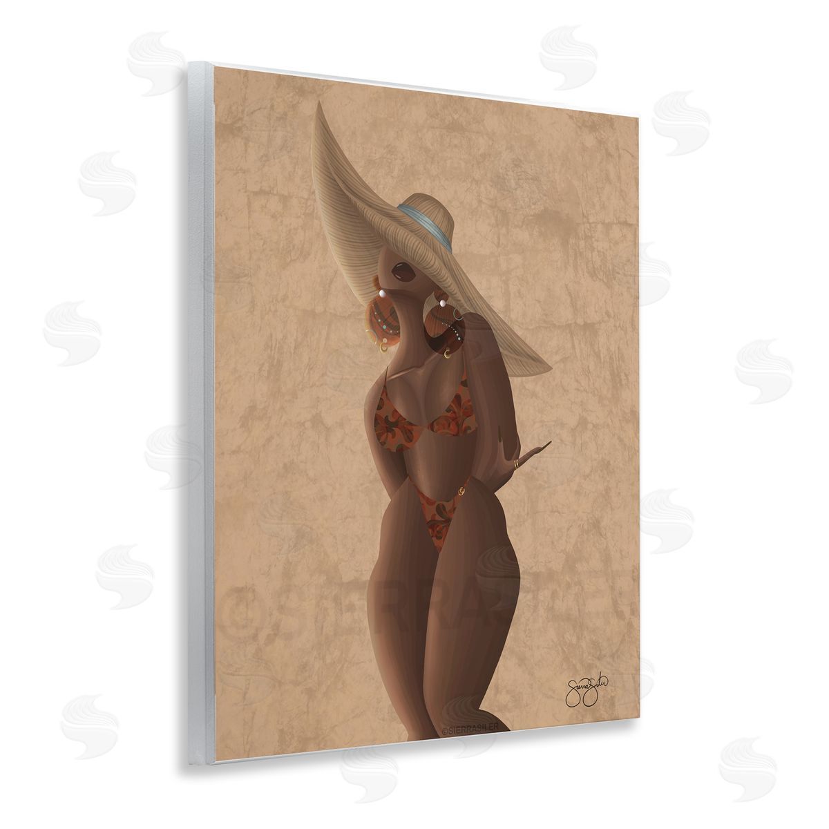 Sierra Siler Woman With Orange Bathing Suit Canvas Wall Art Print