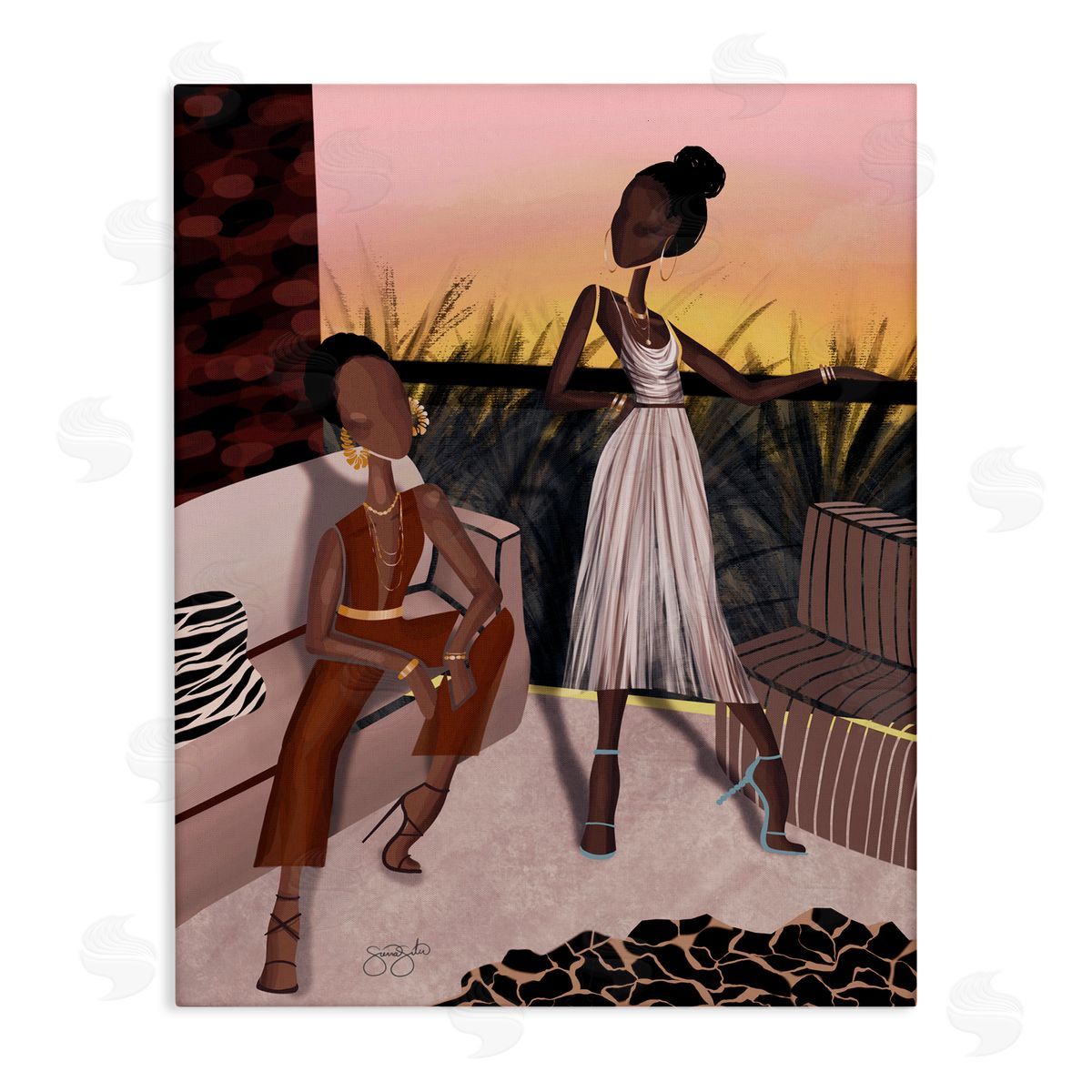 Sierra Siler Sunset Sisters Scenic View Canvas Wall Art Print