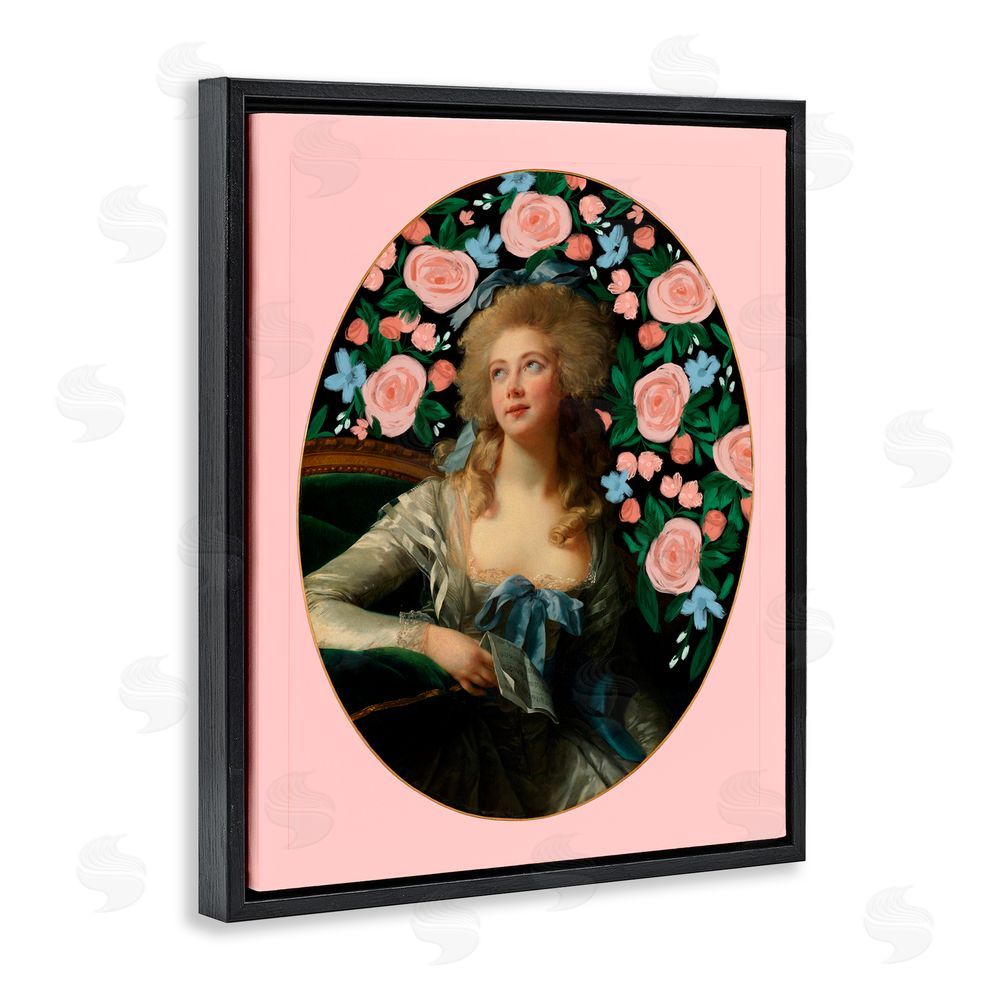 Cherrywood Lane Timeless Victorian Lady & Flowers Black Floating Frame Canvas Wall Art Print