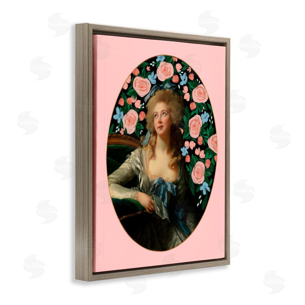 Cherrywood Lane Timeless Victorian Lady & Flowers Brown Floating Frame Canvas Wall Art Print