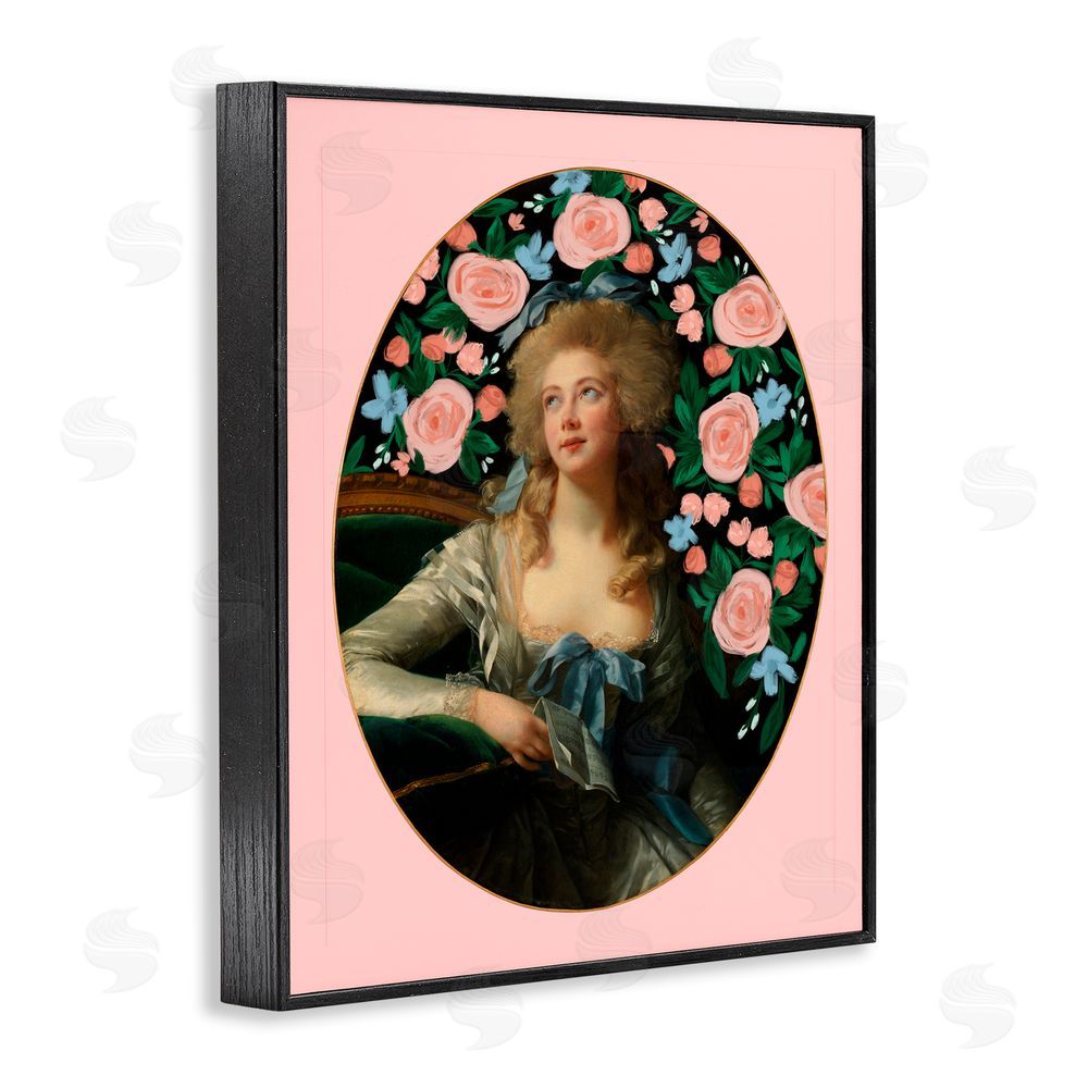 Cherrywood Lane Timeless Victorian Lady & Flowers Black Framed Giclee Wall Art Print