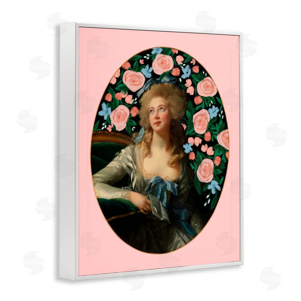 Cherrywood Lane Timeless Victorian Lady & Flowers White Framed Giclee Wall Art Print