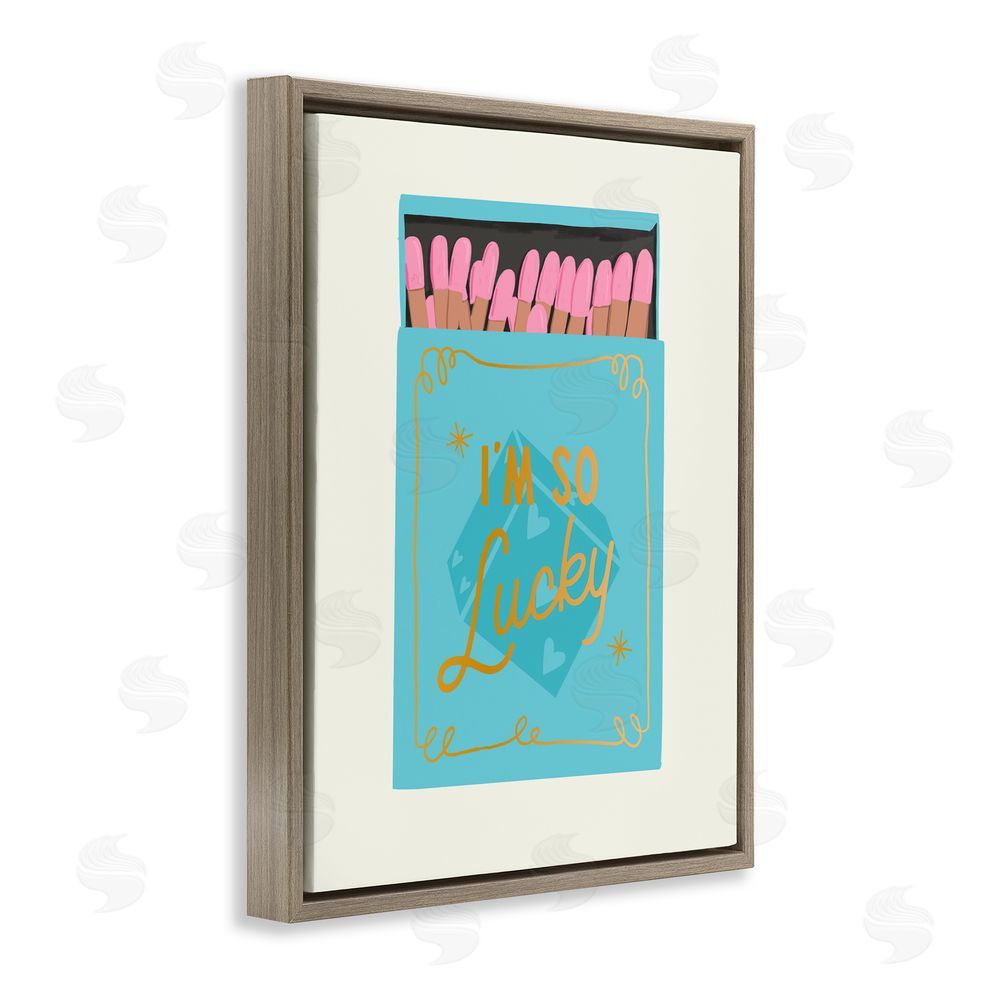 Cherrywood Lane I'm So Lucky Matchbox Brown Floating Frame Canvas Wall Art Print