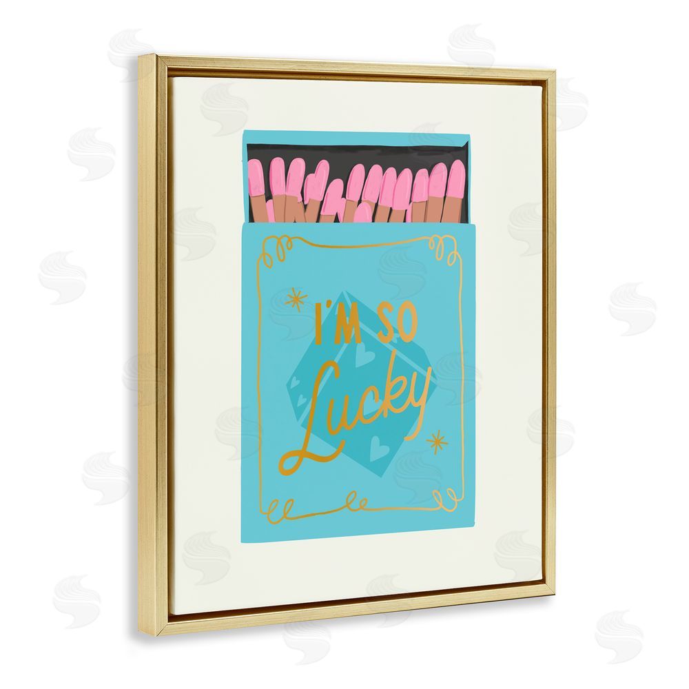 Cherrywood Lane I'm So Lucky Matchbox Gold Floating Frame Canvas Wall Art Print