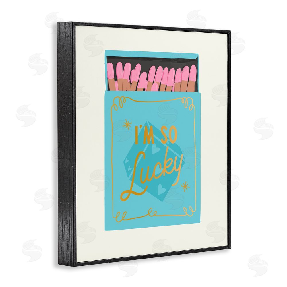 Cherrywood Lane I'm So Lucky Matchbox Black Framed Giclee Wall Art Print