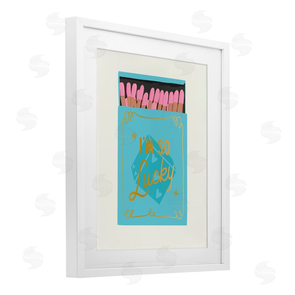 Cherrywood Lane I'm So Lucky Matchbox White Framed Print Under Glass with Mat Wall Art