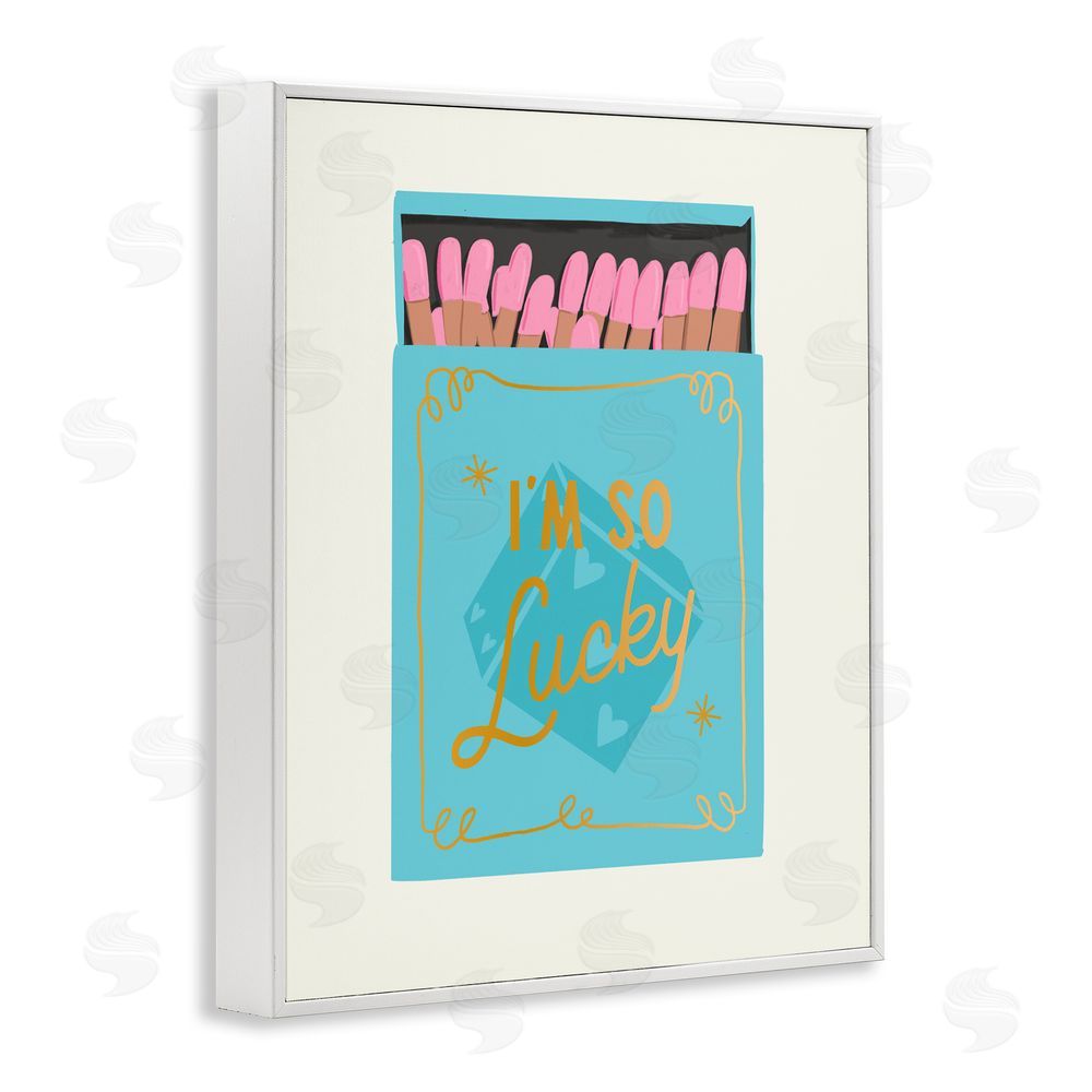 Cherrywood Lane I'm So Lucky Matchbox White Framed Giclee Wall Art Print