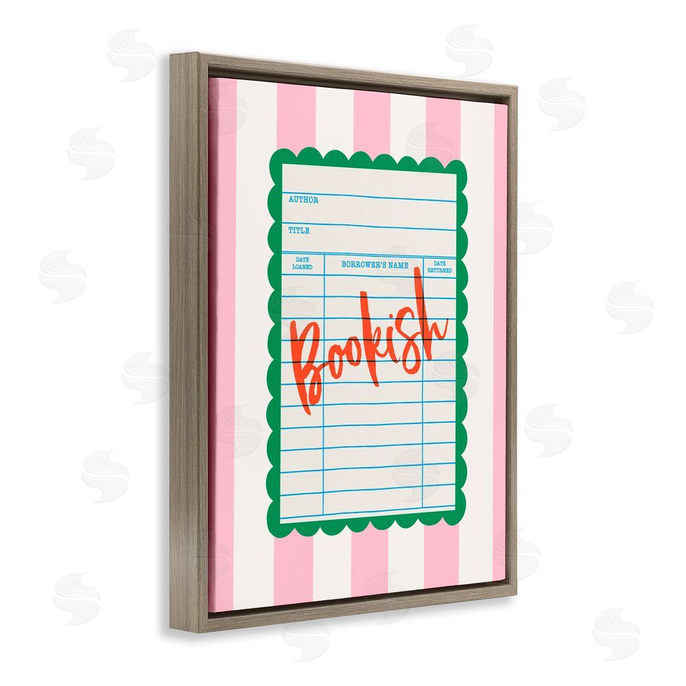 Nadia Hassan Bookish Reader Library Card Brown Floating Frame Canvas Wall Art Print