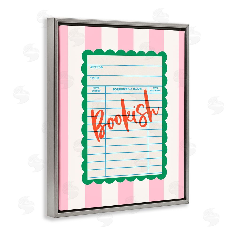 Nadia Hassan Bookish Reader Library Card Gray Floating Frame Canvas Wall Art Print