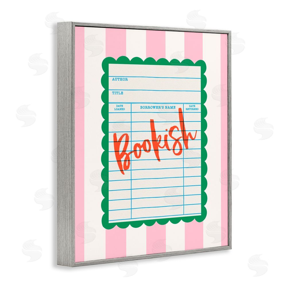 Nadia Hassan Bookish Reader Library Card Gray Framed Giclee Wall Art Print