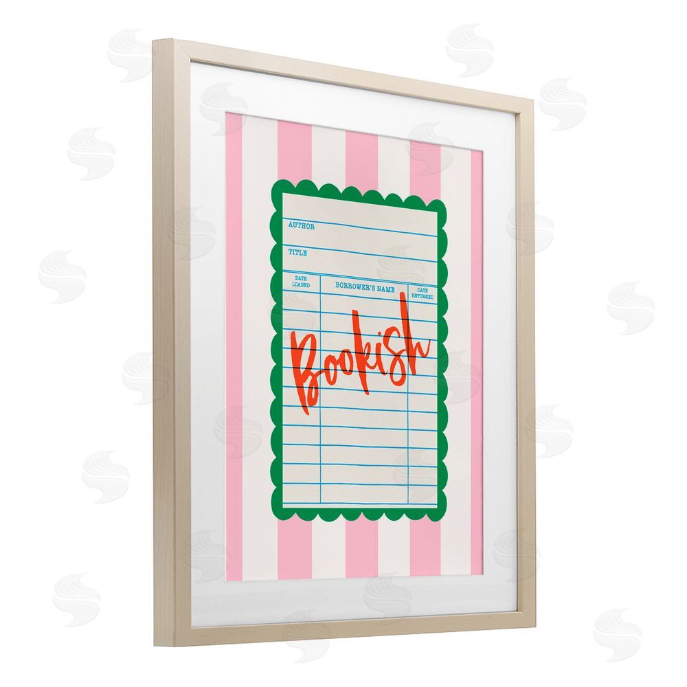 Nadia Hassan Bookish Reader Library Card Birch Framed Print Under Glass with White Mat Wall Art