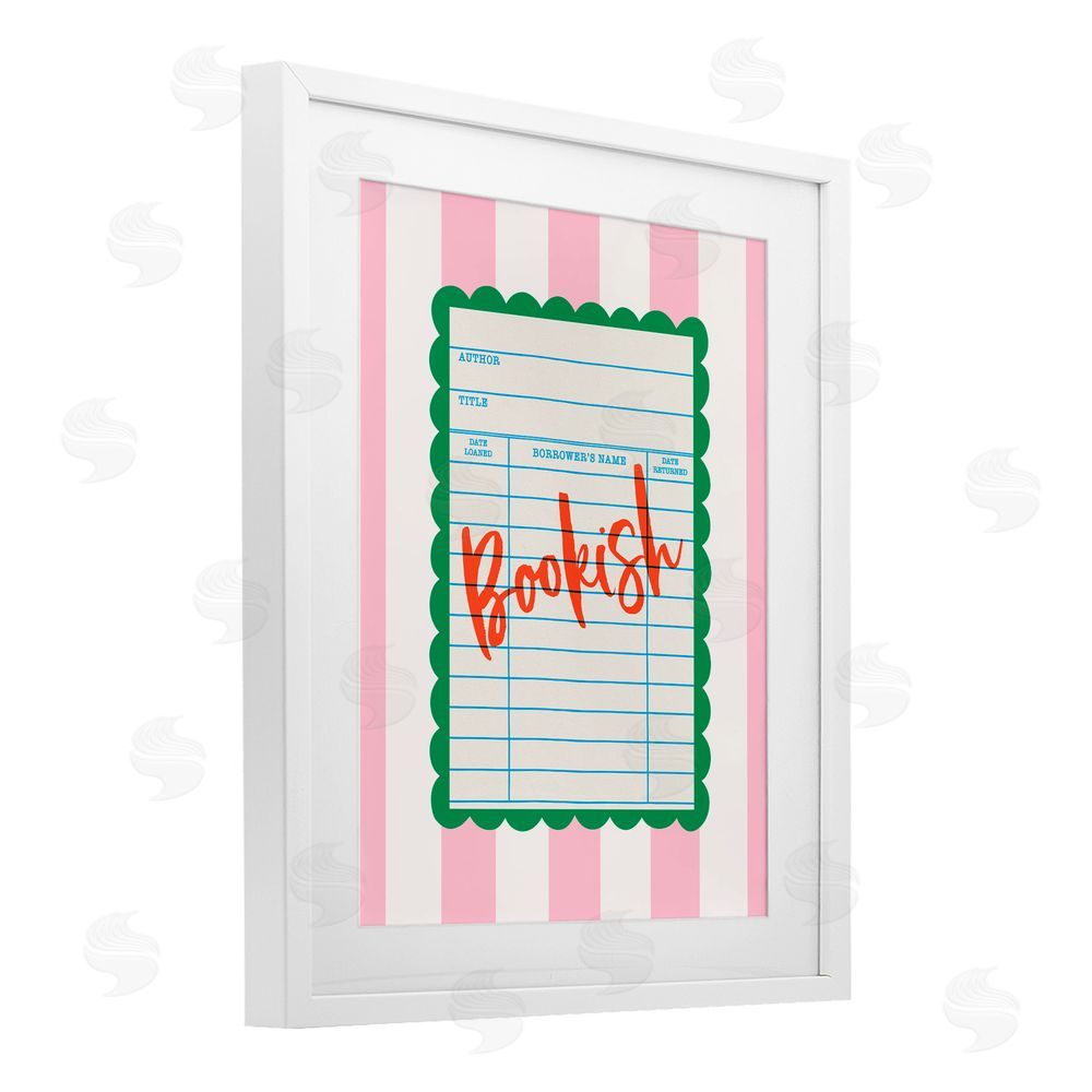 Nadia Hassan Bookish Reader Library Card White Framed Print Under Glass with Mat Wall Art