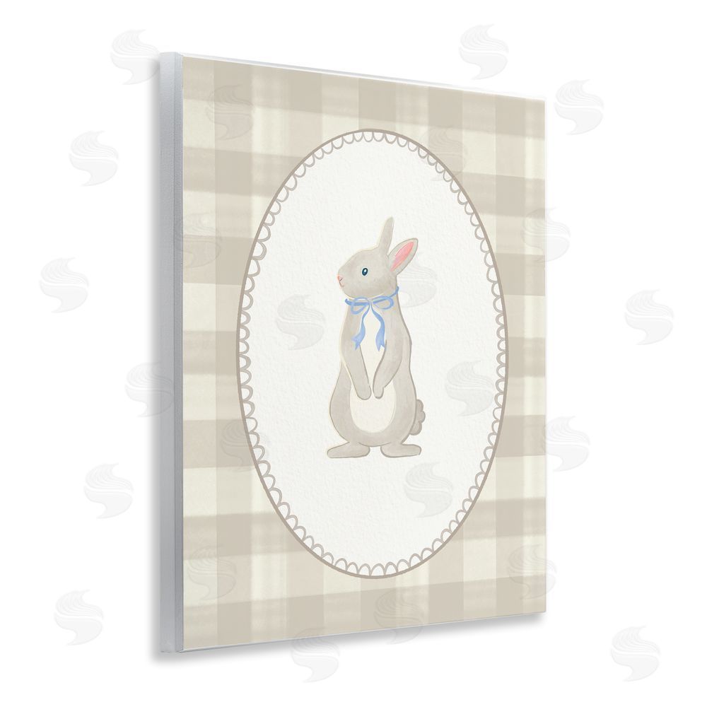 The Paper Curator Bunny on Green Plaid Wall Plaque Art Print