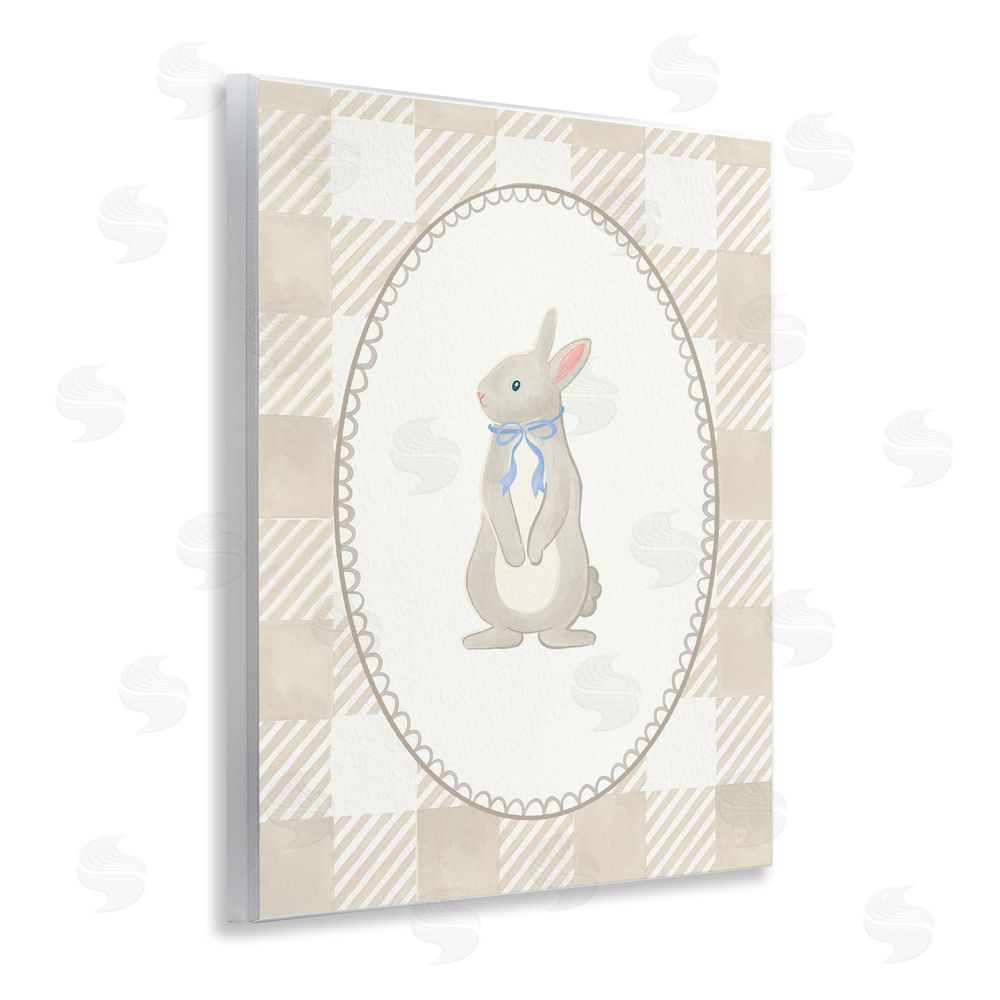 The Paper Curator Bunny on Green Gingham Wall Plaque Art Print