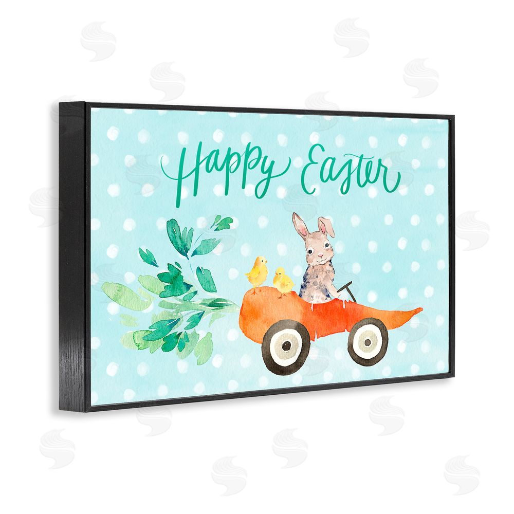 Heather Lee Chan Easter Carrot Car Bunny Black Framed Giclee Wall Art Print