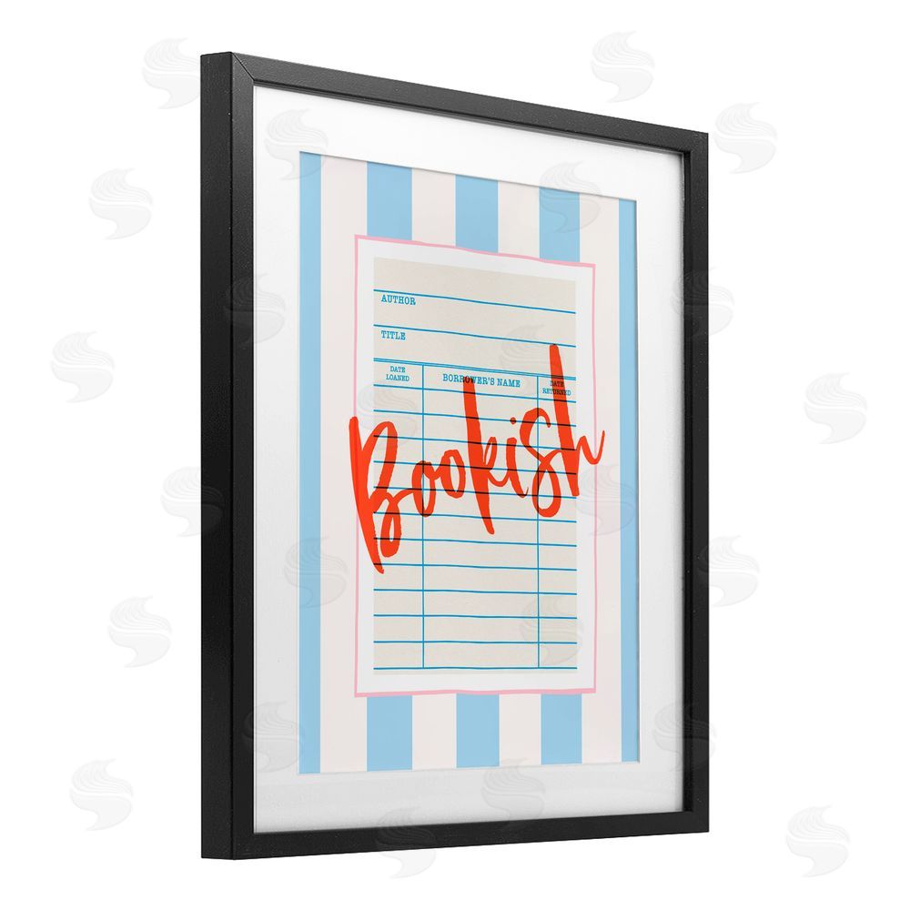 Nadia Hassan Bookish Library Card Black Framed Print Under Glass with White Mat Wall Art