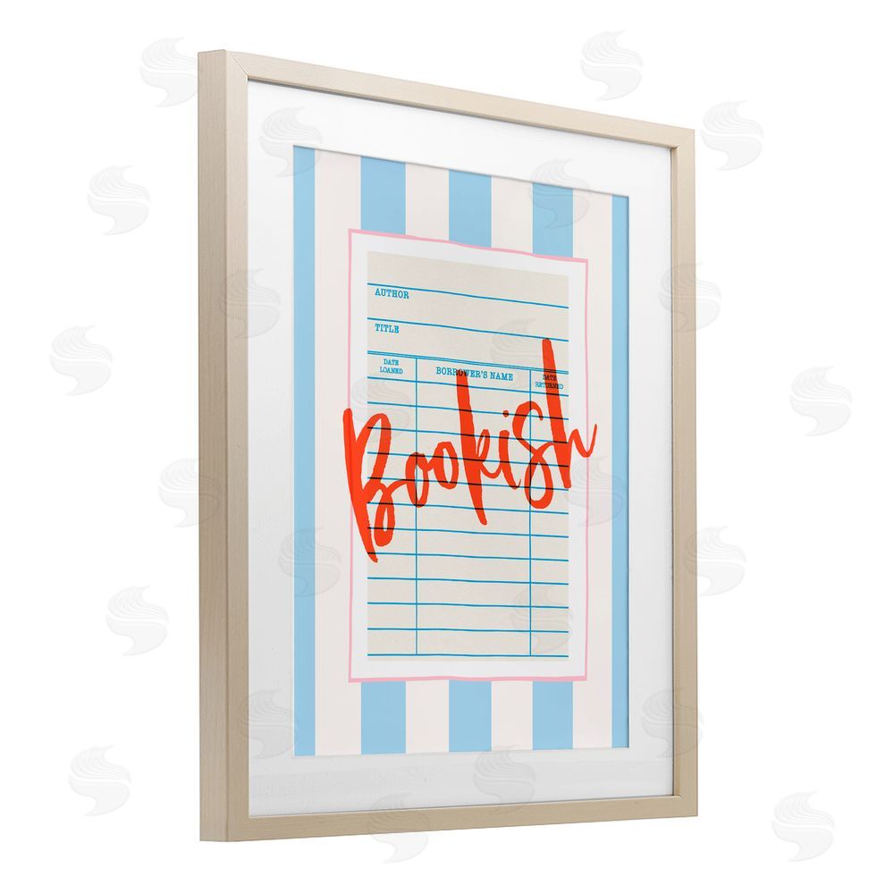 Nadia Hassan Bookish Library Card Birch Framed Print Under Glass with White Mat Wall Art