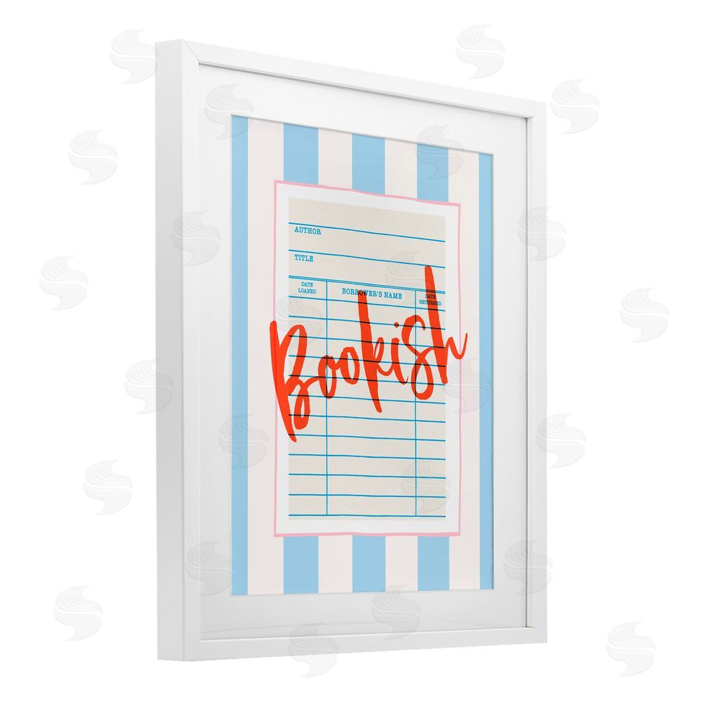 Nadia Hassan Bookish Library Card White Framed Print Under Glass with Mat Wall Art