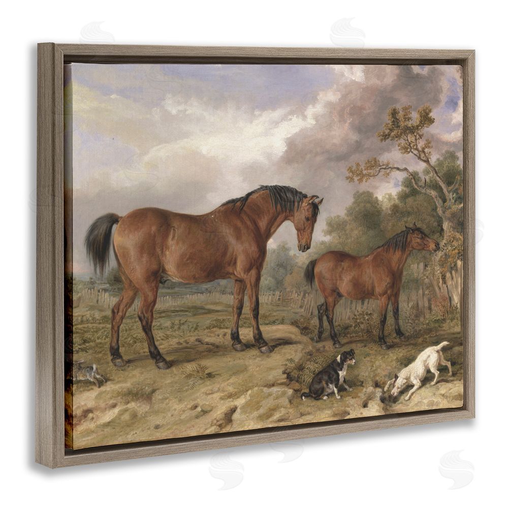 Corinne Haig Wild Dogs & Horses Traditional Brown Floating Frame Canvas Art Print
