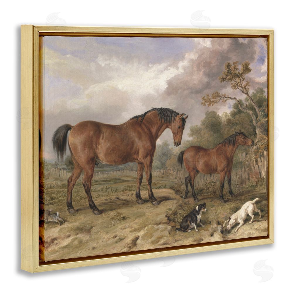Corinne Haig Wild Dogs & Horses Traditional Gold Floating Frame Canvas Art Print