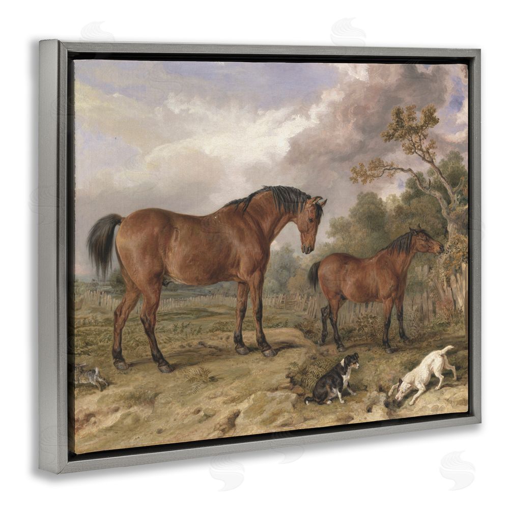 Corinne Haig Wild Dogs & Horses Traditional Gray Floating Frame Canvas Art Print
