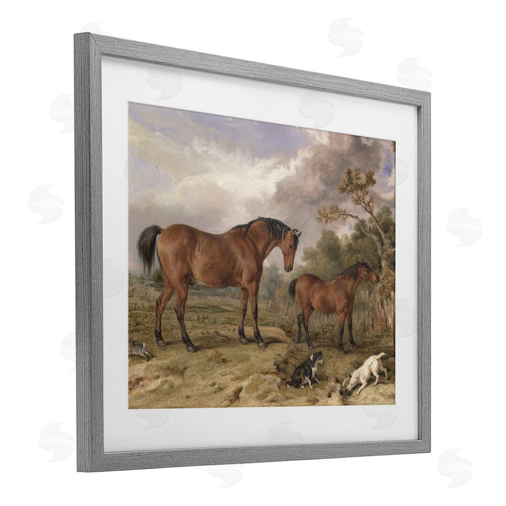 Corinne Haig Wild Dogs & Horses Traditional Gray Framed Print Under Glass Art