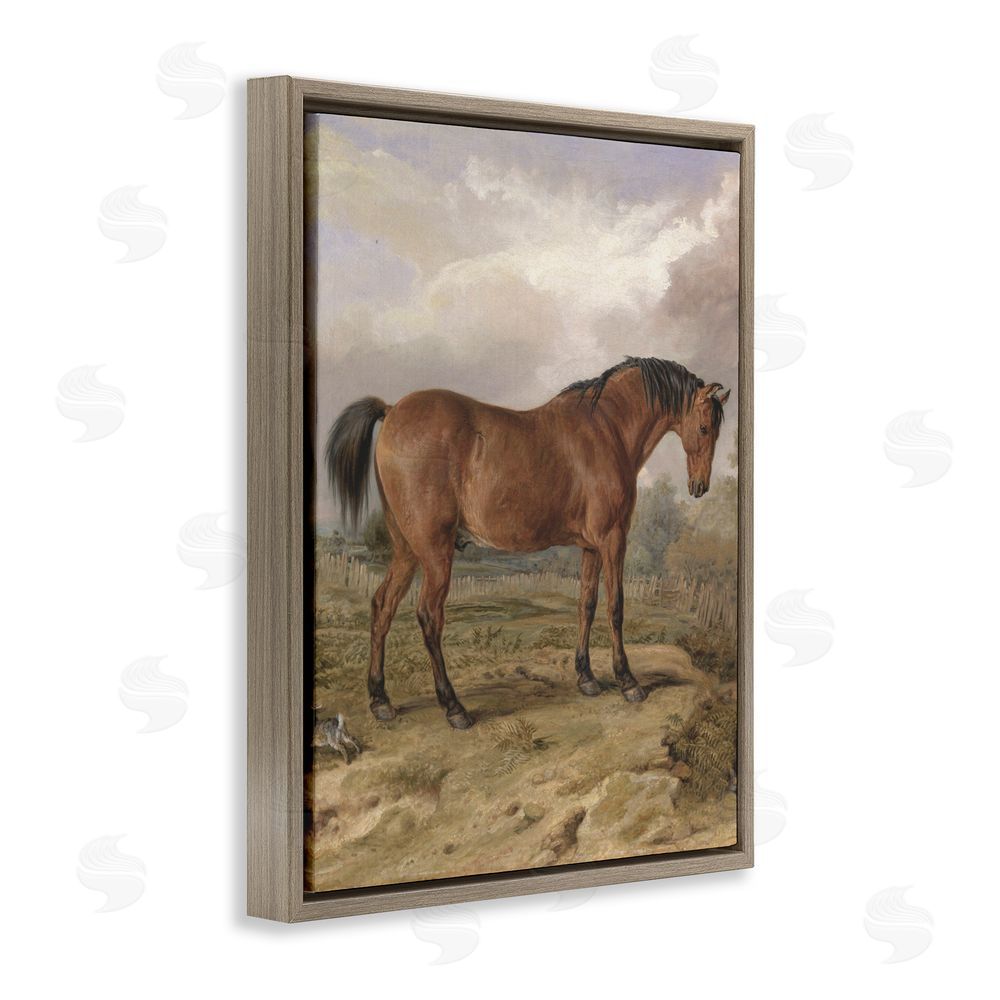 Corinne Haig Horse & Hare in Nature Brown Floating Frame Canvas Art Print