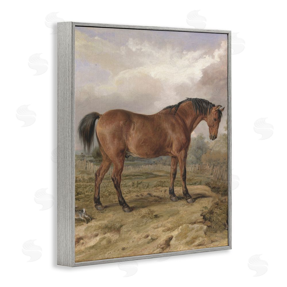 Corinne Haig Horse & Hare in Nature Gray Framed Giclee Art Print