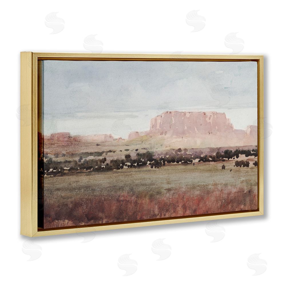 Corinne Haig Earthy Canyon Mesa Gold Floating Frame Canvas Wall Art Print