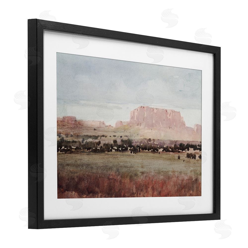 Corinne Haig Earthy Canyon Mesa Black Framed Print Under Glass with White Mat Wall Art