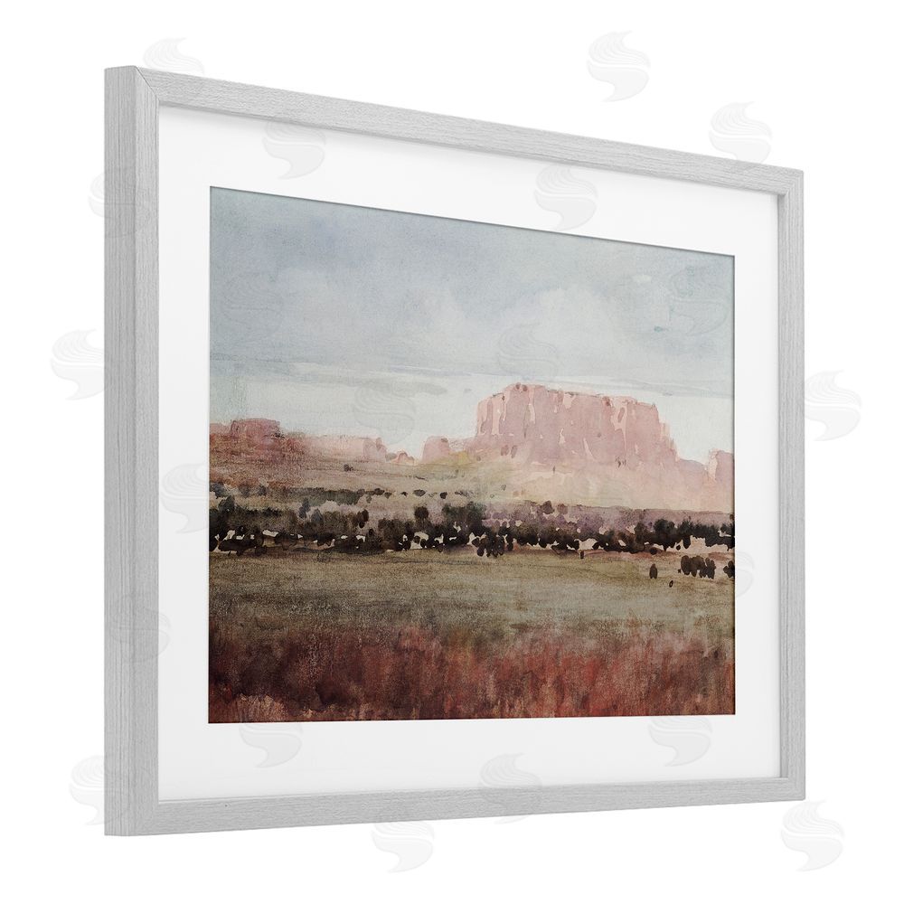 Corinne Haig Earthy Canyon Mesa Gray Framed Print Under Glass with White Mat Wall Art
