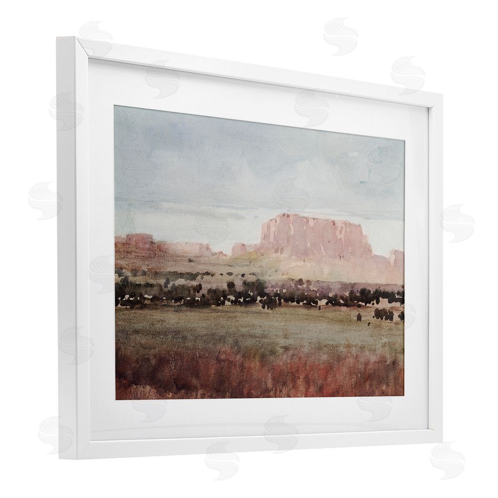 Corinne Haig Earthy Canyon Mesa White Framed Print Under Glass with Mat Wall Art