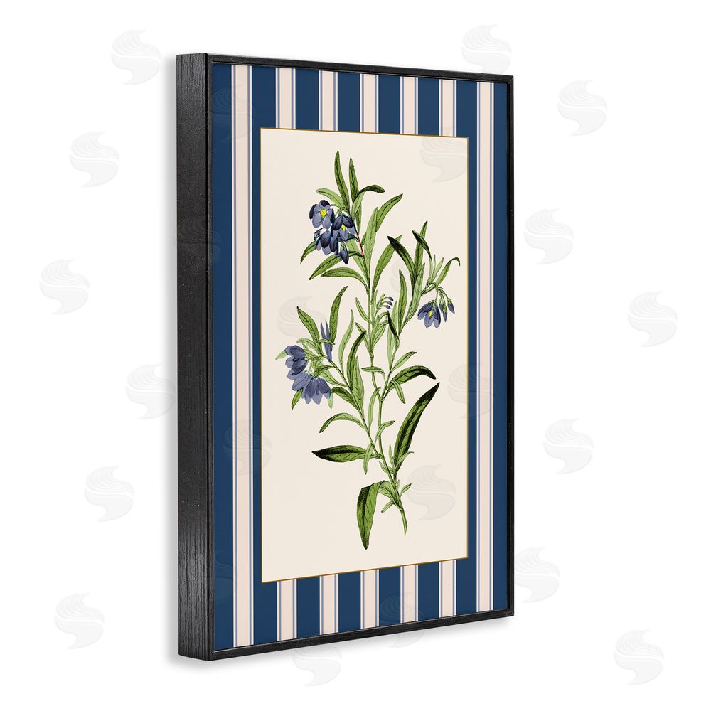 Corinne Haig Vintage Plant over Stripes Black Framed Giclee Art Print