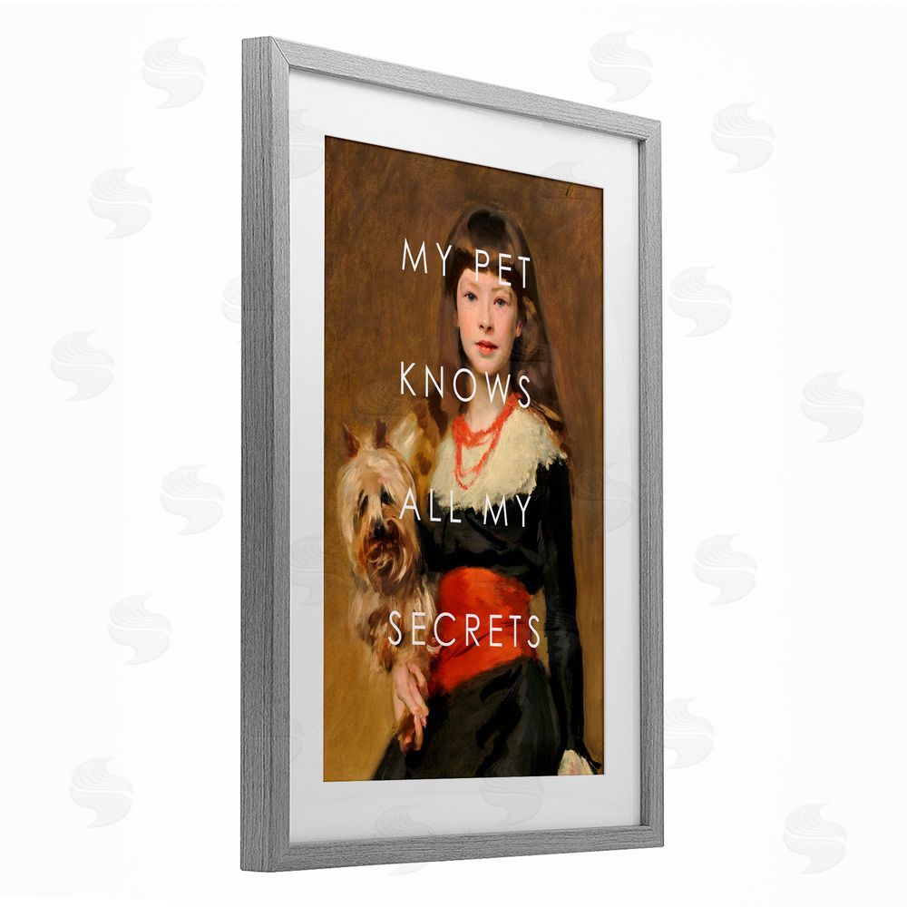 Corinne Haig My Pet Knows All My Secrets Gray Framed Print Under Glass Art