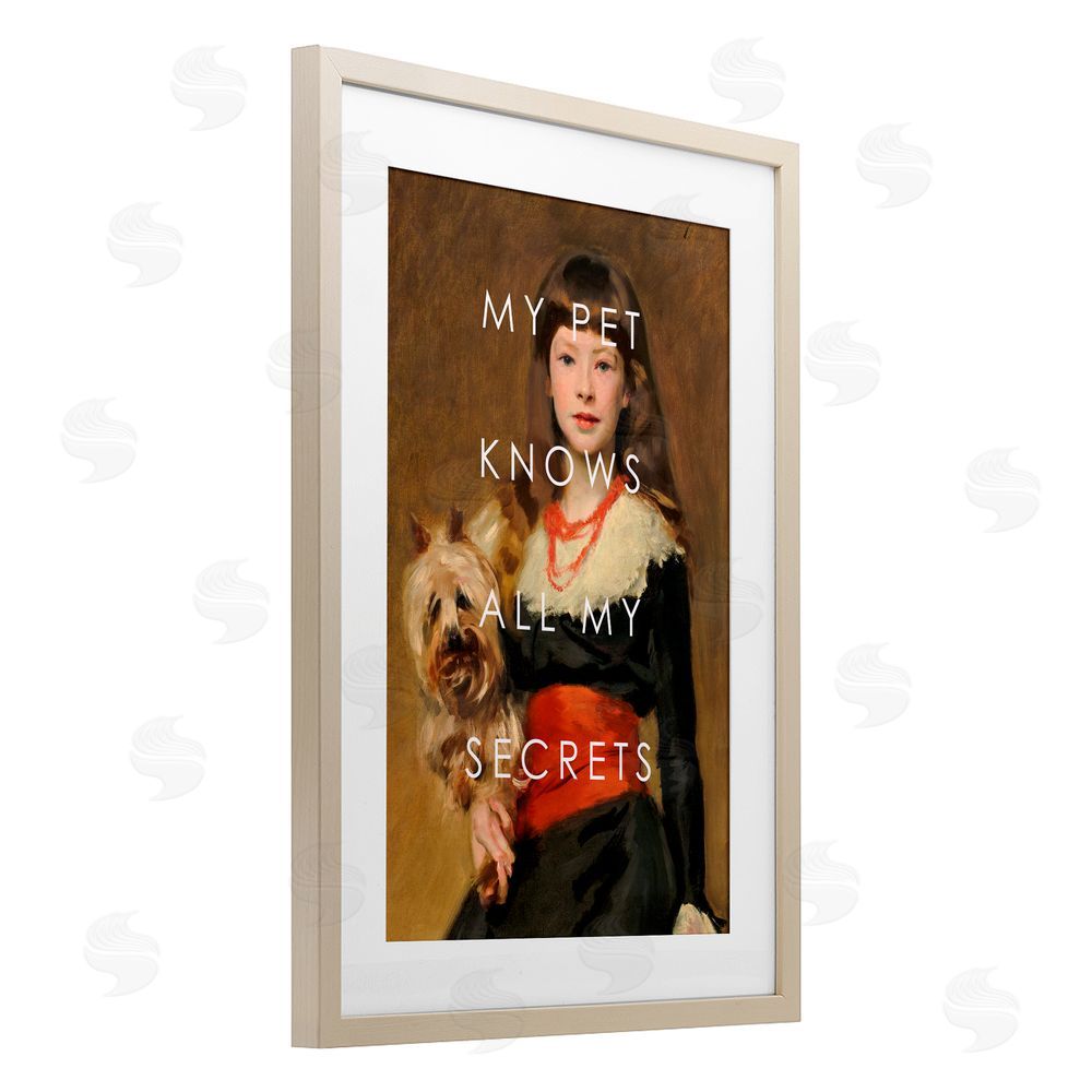 Corinne Haig My Pet Knows All My Secrets Birch Framed Print Under Glass Art