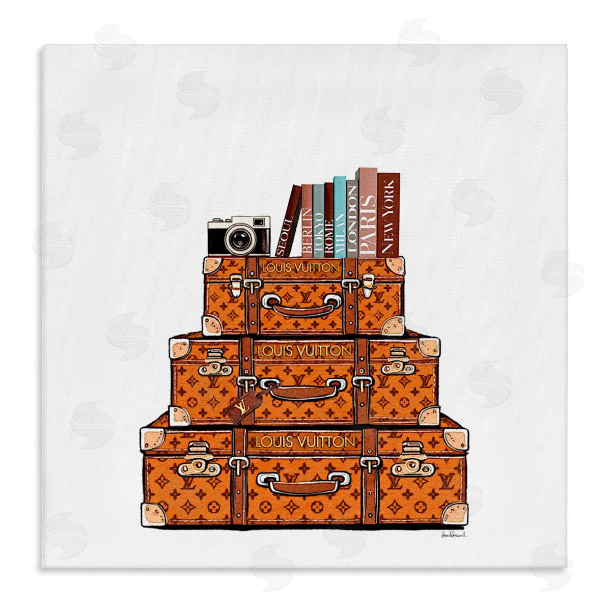 Amanda Greenwood Vintage Glam Luggage Stack Canvas Wall Art Print