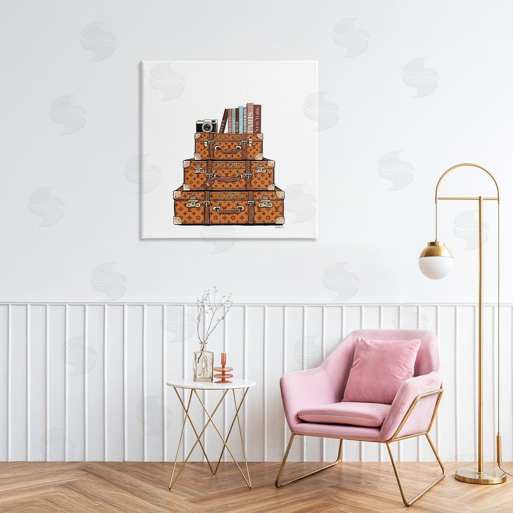 Amanda Greenwood Vintage Glam Luggage Stack Canvas Art on Wall