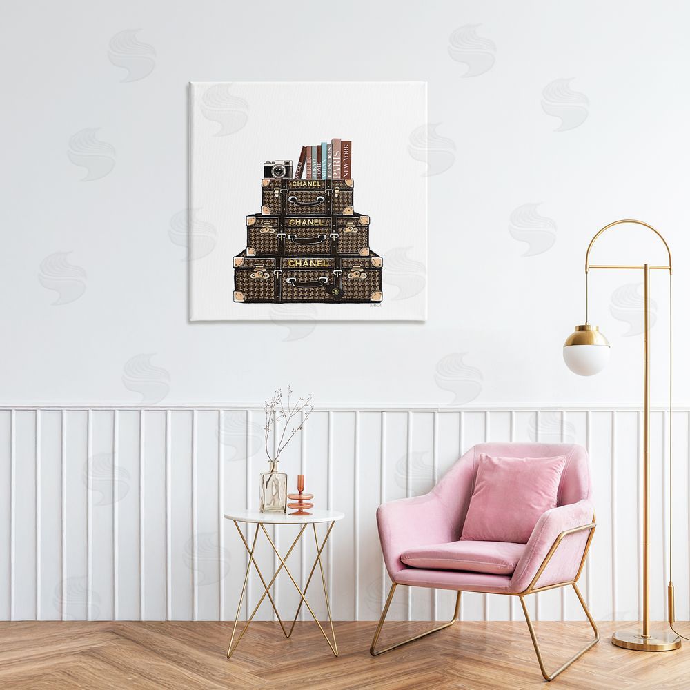 Amanda Greenwood Travel Vintage Luggage & Books Canvas Art on Wall