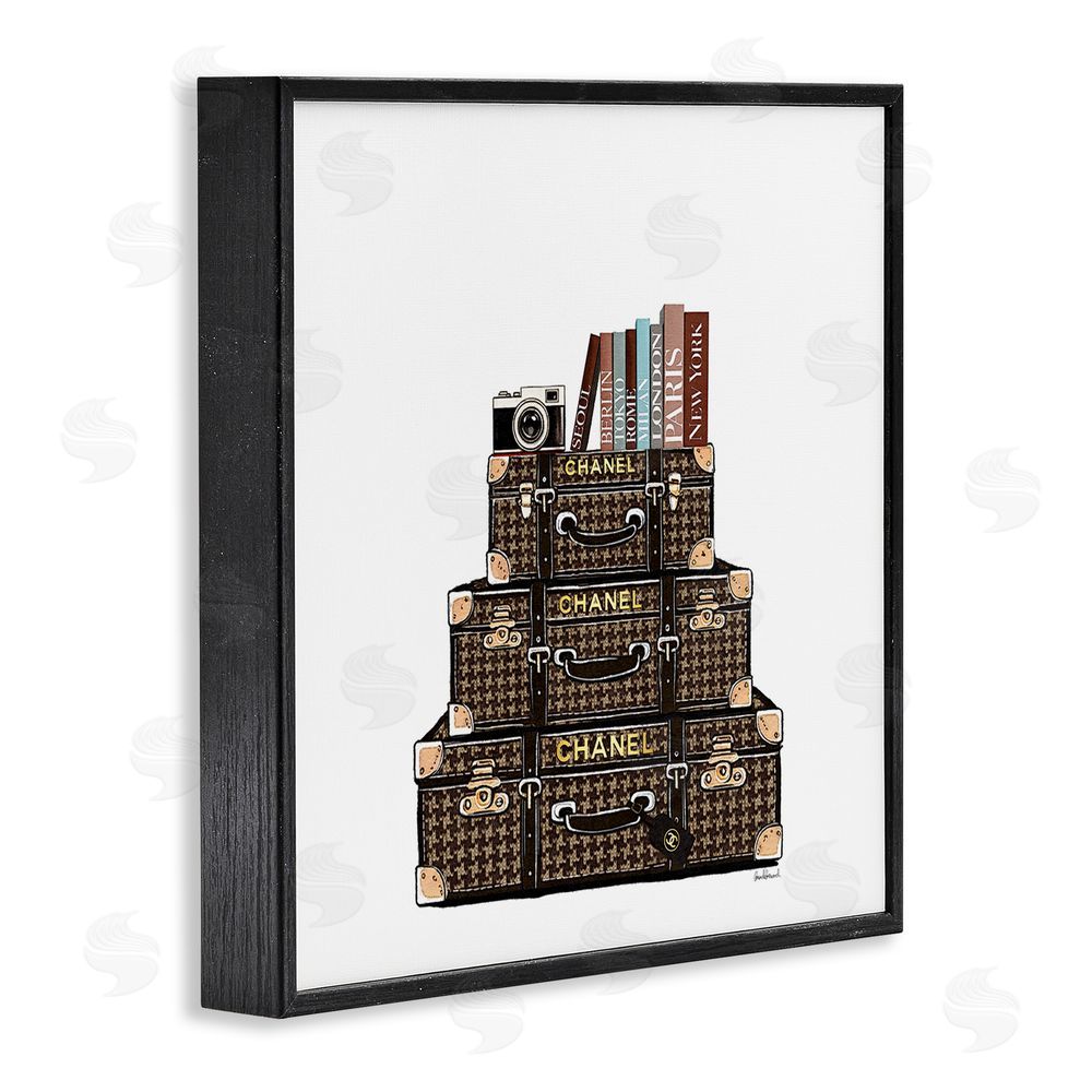 Amanda Greenwood Travel Vintage Luggage & Books Black Framed Giclee Wall Art Print